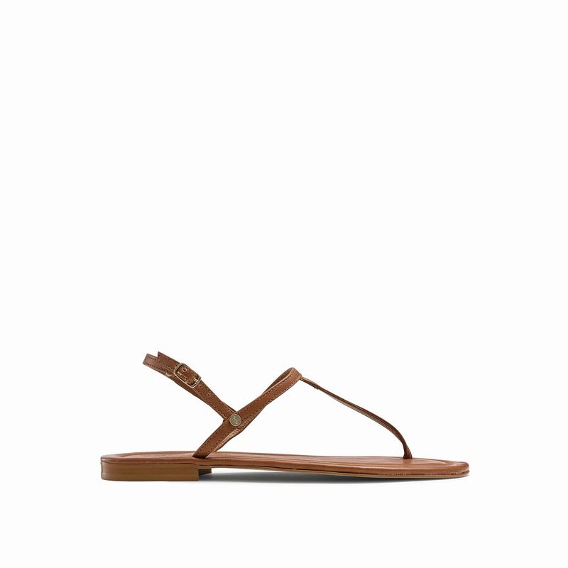 Russell & Bromley Pearl Toe-Post Sandals Women's Brown [OOE255XG]